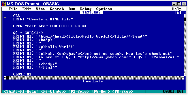 QBasic screen shot